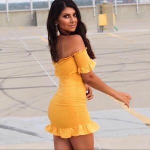 Yellow Smocked Mini Dress